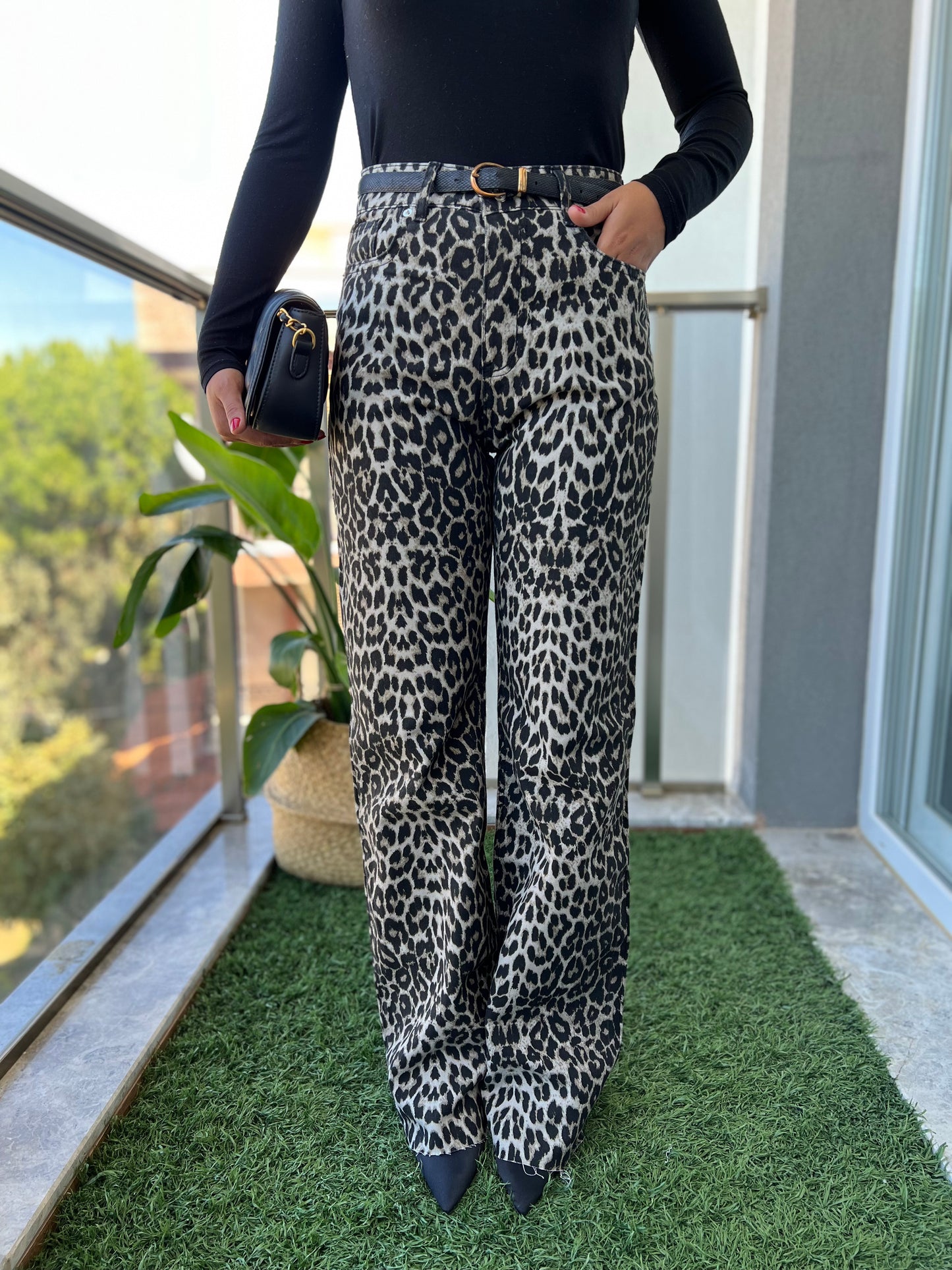 Leopar Desenli Palazzo Jean Pantalon