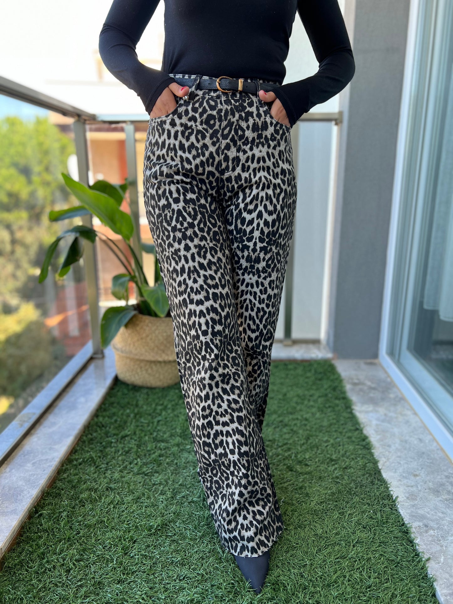 Leopar Desenli Palazzo Jean Pantalon
