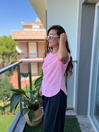 Oysh Pembe Yumuşak Kumaş Tişört